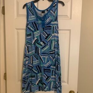 Rafaella Blue Patterned Sleeveless Dress